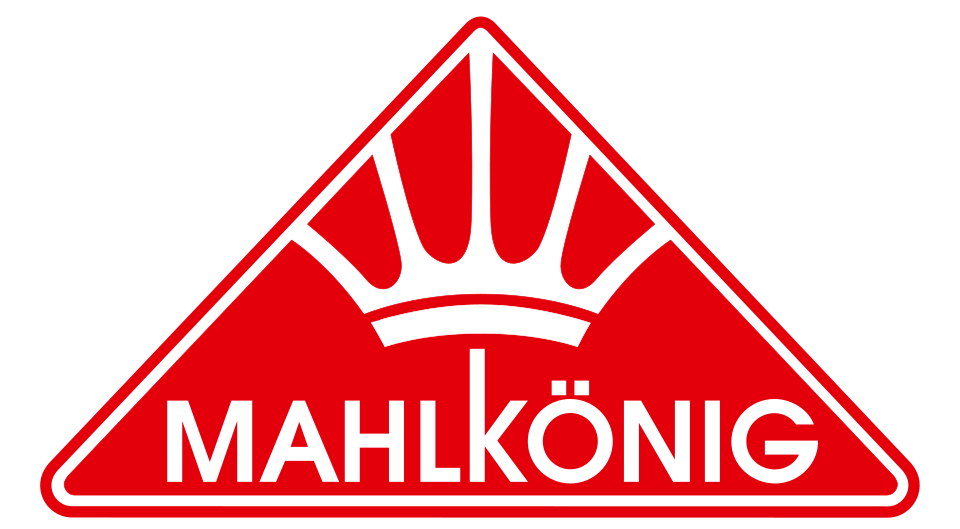 Offizielles Logo von Mahlkönig: Ein rotes, auf der Spitze stehendes Dreieck mit einer integrierten weißen Krone.